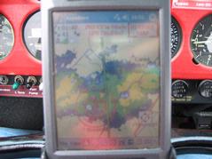 This is what light to moderate rain looks like near Evansville, Indiana.  I know, because I just flew through it and scrolled the display backward to take this photo for future reference.  The boundaries were exactly where NEXRAD said they would be. IMG_3076.JPG